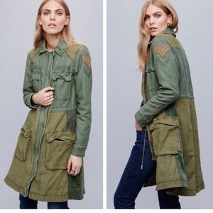 Free People Color Block Military Jacket